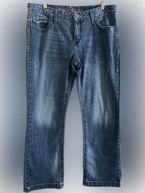 Jayley Women's Mid-Rise Straight Jeans in Dark Blue Wash